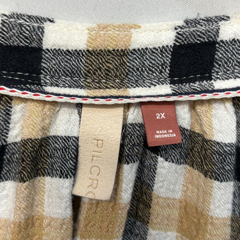 Pilcro Anthropologie Women Long Sleeve Blouse Top Shirt Size 2X Plaid C063 -16 - Picture 15 of 16